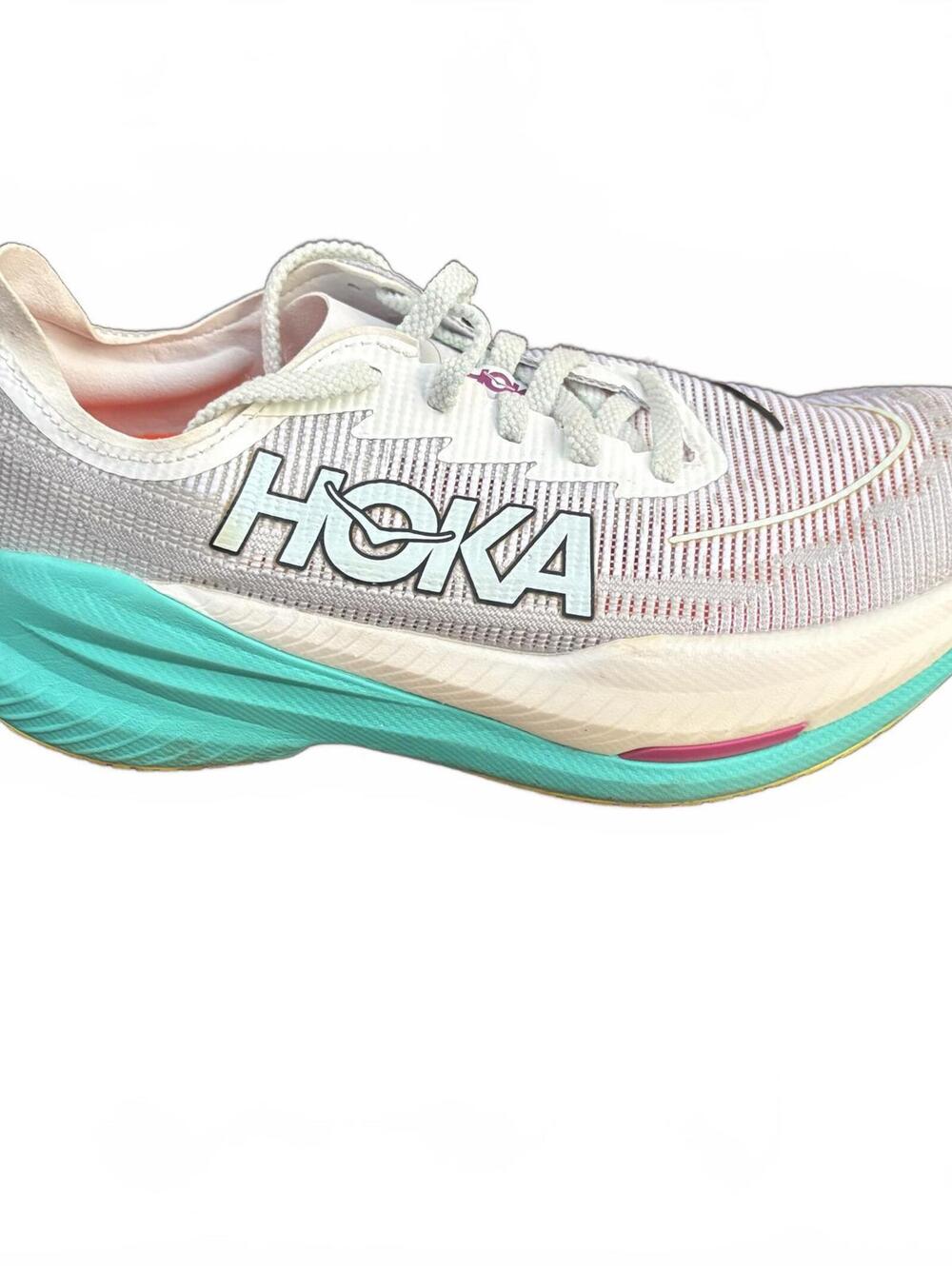 Hoka One One Mach X 2 Running Shoes Size Women's 6.5B White Neon Blue Gym
